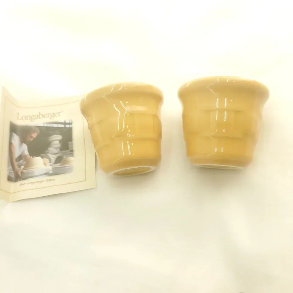 Longaberger 30974 Butternut Pottery Woven Traditions Two Piece Votive Set